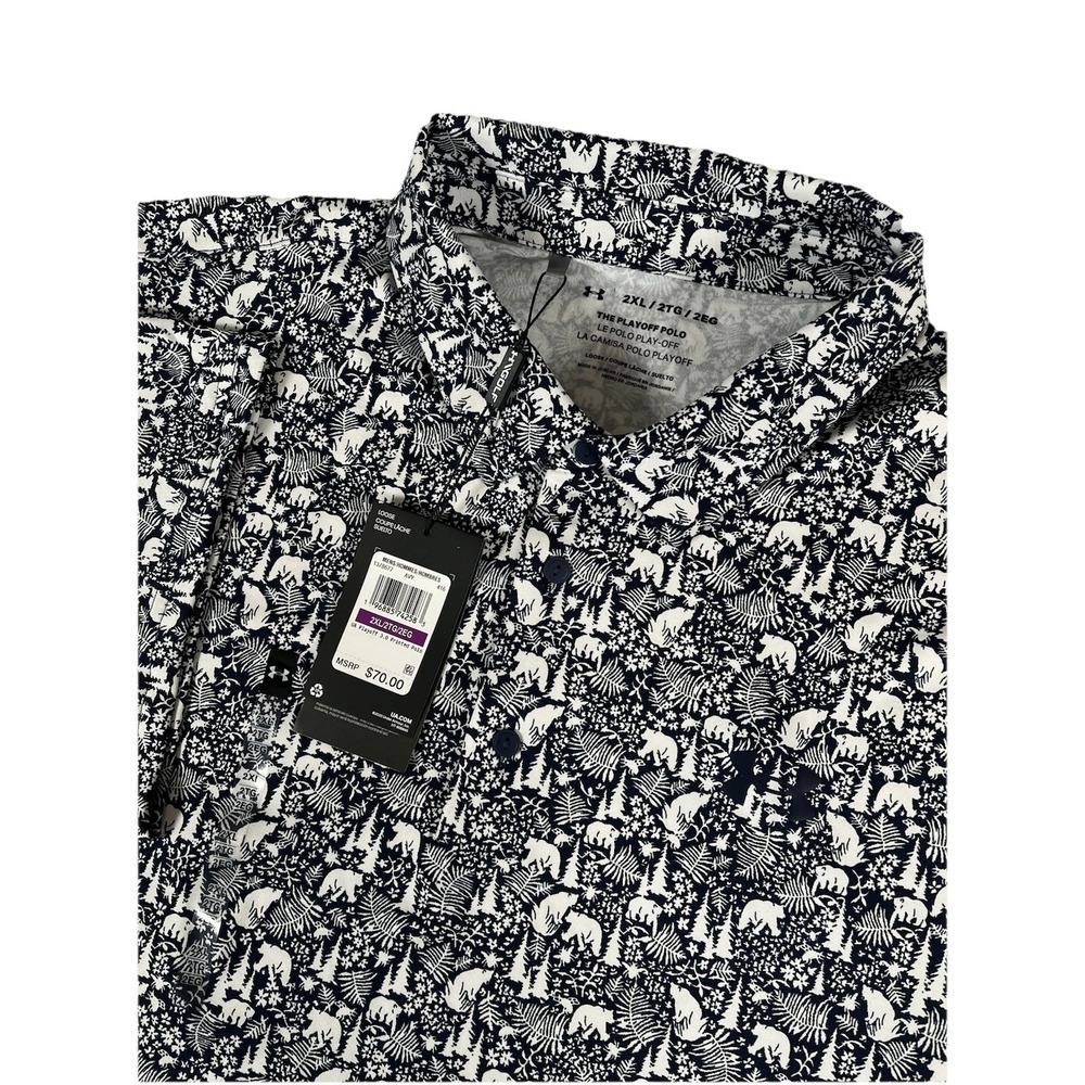 Under Armour 1378677 Playoff 3.0 Polo Shirt All Over‎ Bear Print Men's XXL NWT